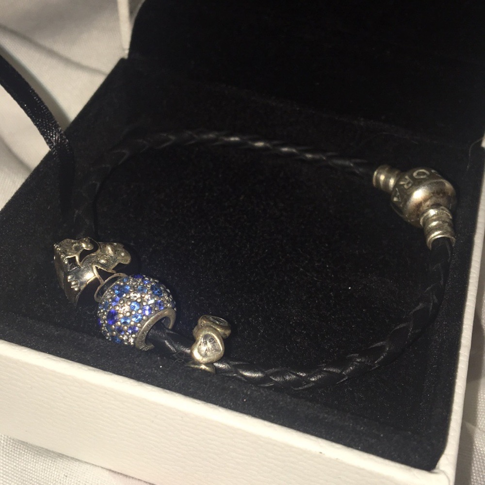 Pandora charm bracelet with 3 charms